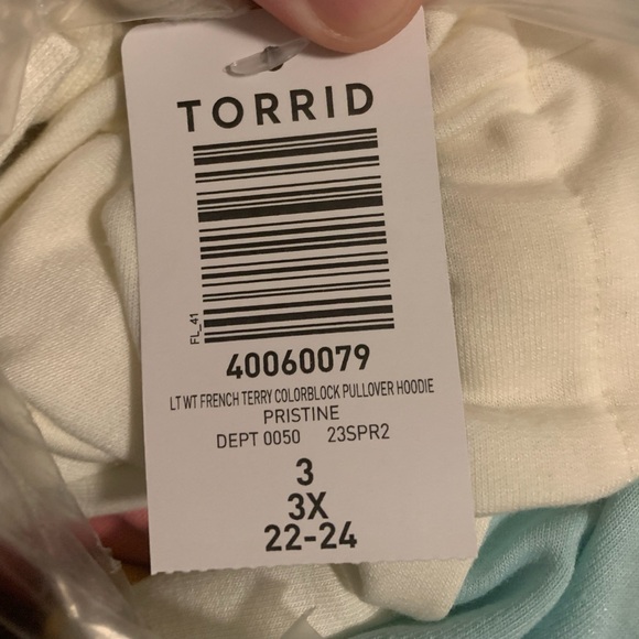 NEW Torrid 3 Lightweight French Terry Colorblock Pullover Hoodie, Pastel Stripes - Picture 8 of 8